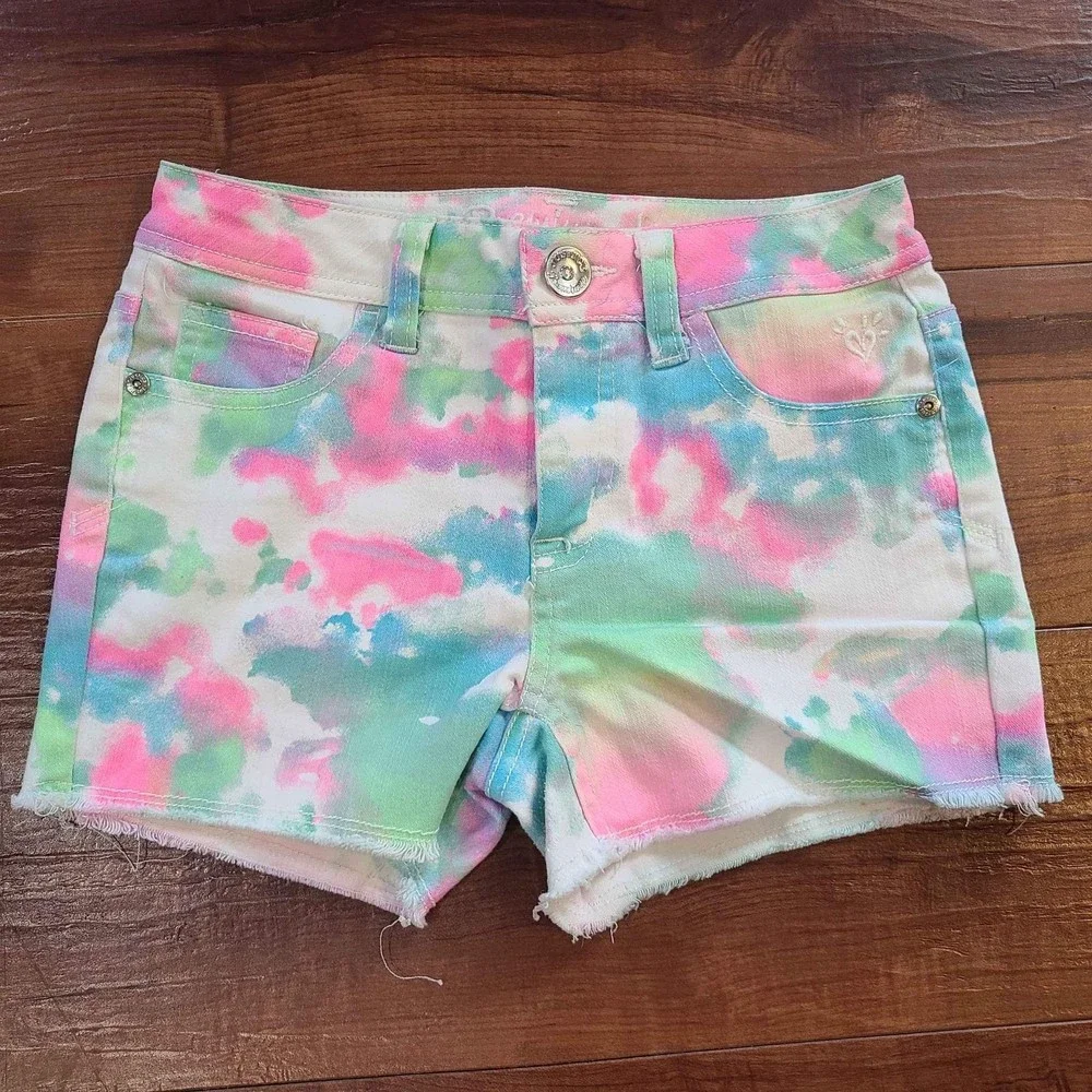 Justice Top Short Lot Girls 12 Tie Dye Sequins Baseball Tee